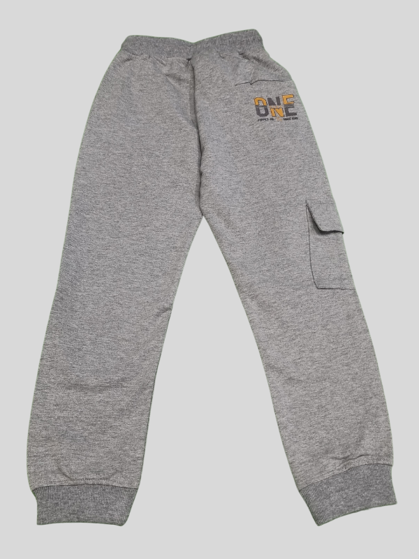 Boys’ Grey Cotton Jogger Pants – Casual Comfort with Zip Pockets & Cargo Style