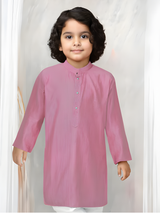 Boys' Marigold Orange Kurta with Tree and Bird Print and Cream Pajama Set
