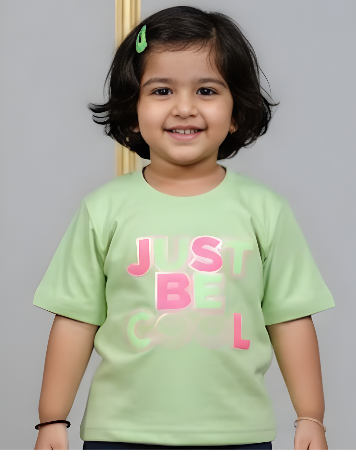 Girls Mint Green "Just Be Cool" Smiley Graphic Tee