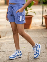 Girls' Purple "Enjoy" Sporty Coordinate Set - 2-Piece Crop Top & Cargo Shorts