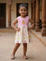 Girls Pink Avo-Cat-O Graphic Cotton Frock