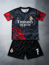 Boys' Real Madrid Inspired Black Football Sports Co-ord Set.