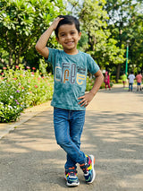 Trendy Boys' Blue Graphic Print Cotton T-Shirt