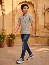 Boys Classic Grey Polo T-Shirt - Premium Cotton Blend