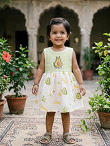 Girls' Mint Green Avo-Cat Cotton Frock