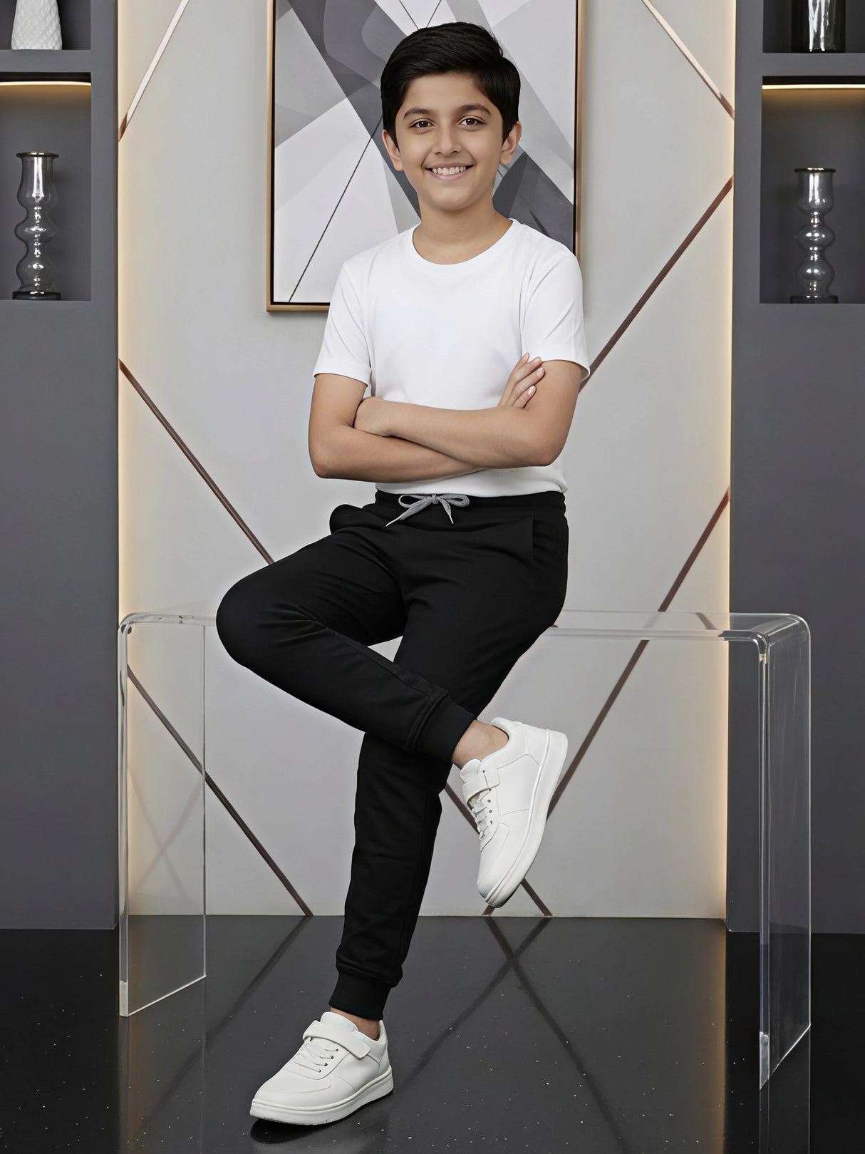 Boys' Premium Cotton Blend Black Joggers