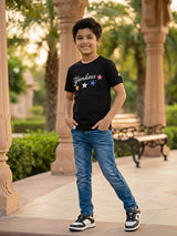 Boys Black Yankees Star Print T-Shirt