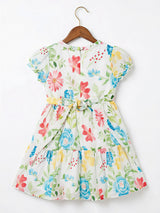 Girls Blue Floral Meadow Cotton Frock