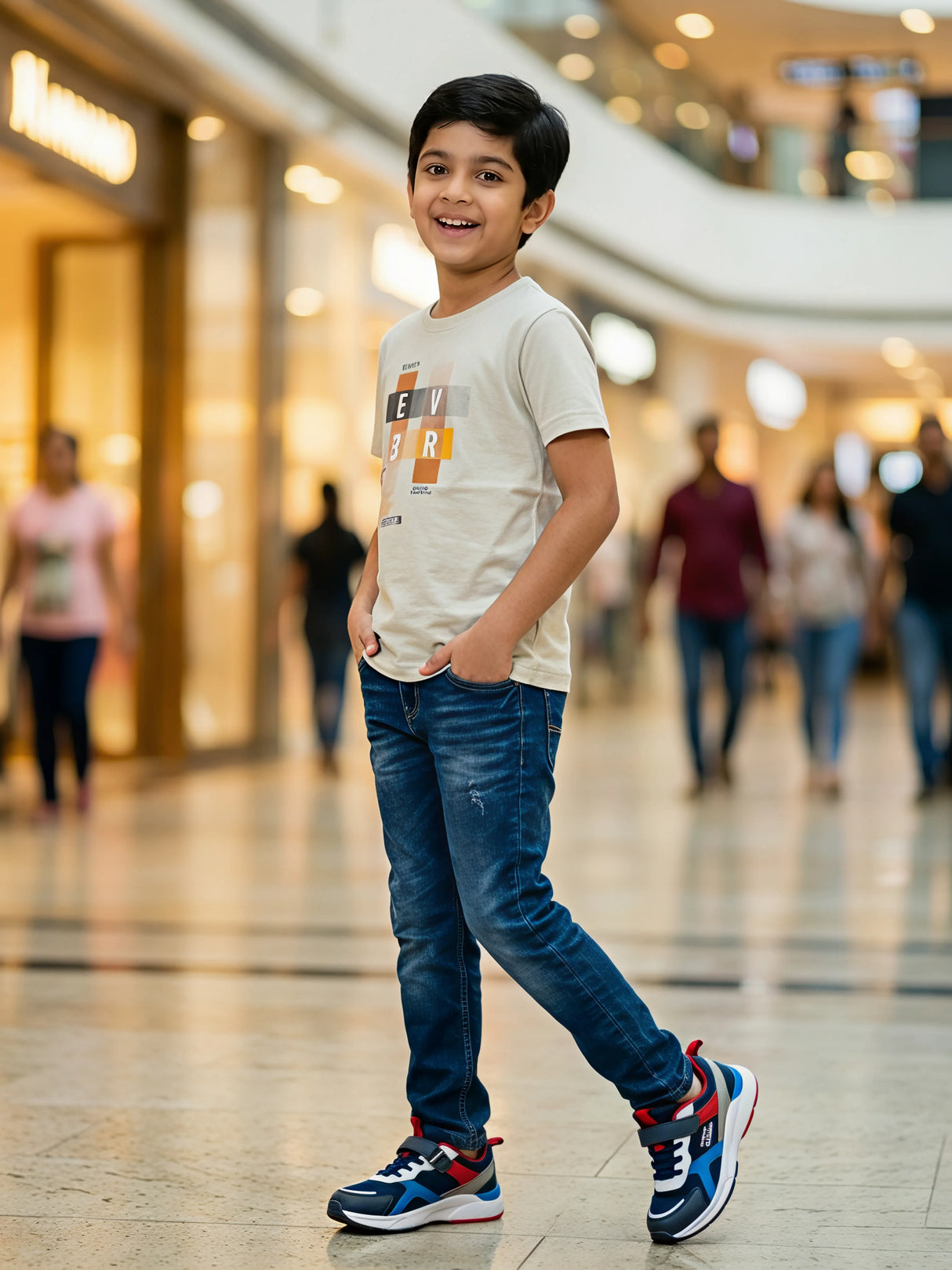 Boys Grey Graphic Print Cotton T-Shirt