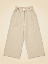 Girls Cream Paperbag Waist Casual Trousers