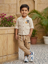 Boys Brown Striped Safari Coordinate Set