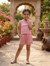 Girls Pink "Sweet Be Happy" Cotton Coordinate Set