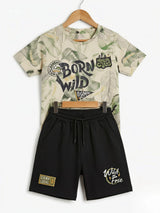 Boys Green Born Wild Graphic Print Co-ord Set