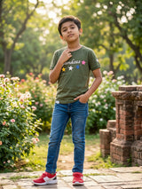 Boys Olive Green Yankees Star Graphic T-Shirt