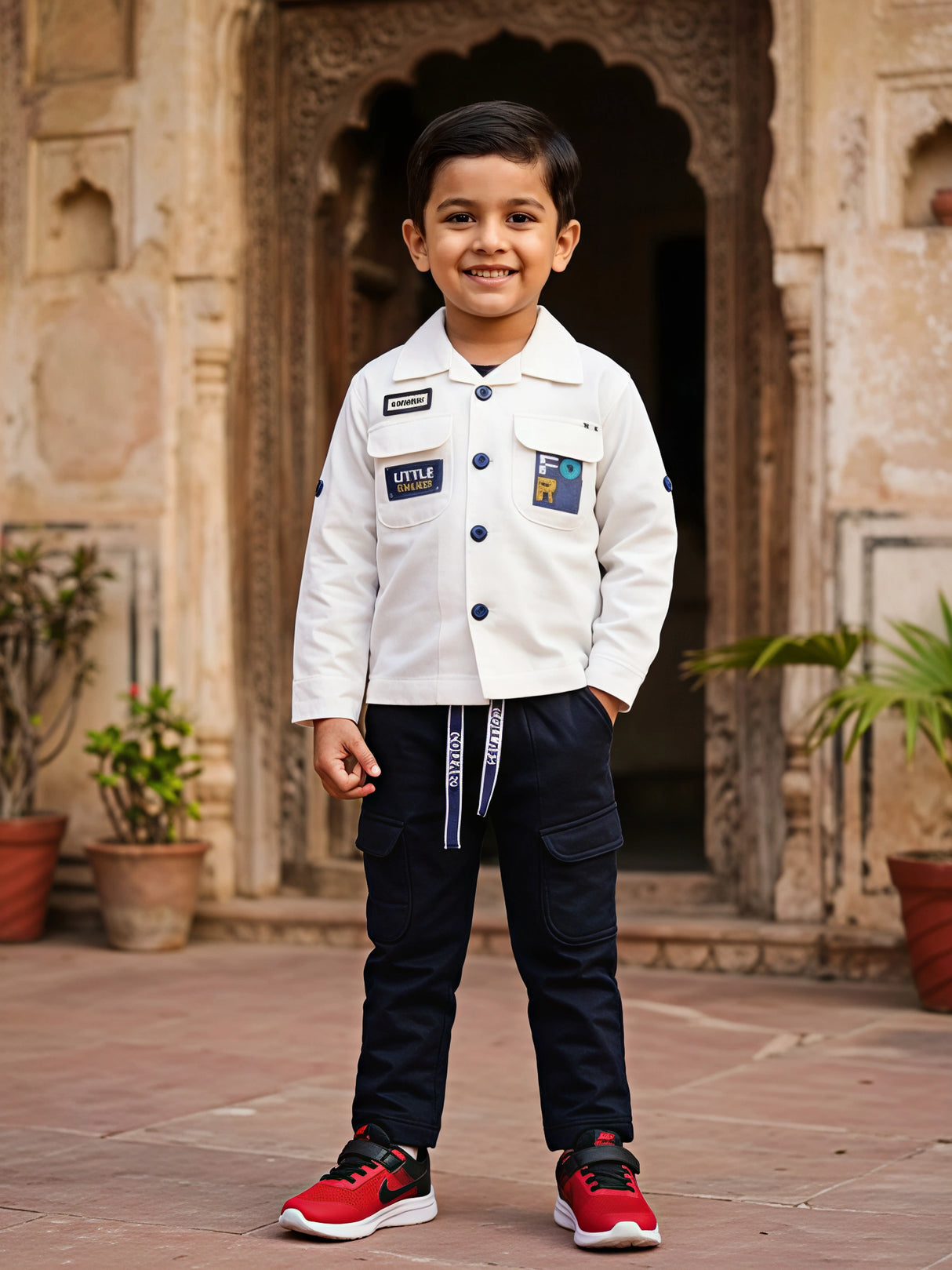 Boys White Urban Utility Jacket & Cargo Coordinate Set