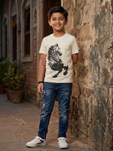 Boys Cream Unicorn Graphic T-Shirt