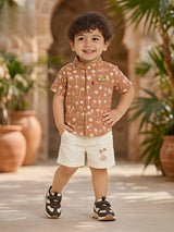 Boys' Tropical Palm Print Brown Coordinate Set