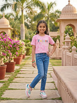 Girls' Pink "Future" Graphic Tie-Dye Crop Top