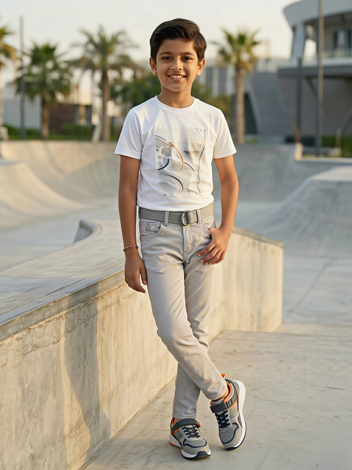Boys' Slim Fit Stretch Jeans - Light Grey