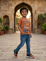 Boys "Mystic Studio" Graphic Print T-Shirt - Earthy Brown