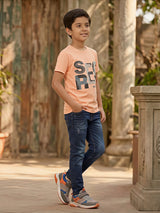 Boys Peach "SECRET" Camo Graphic T-Shirt