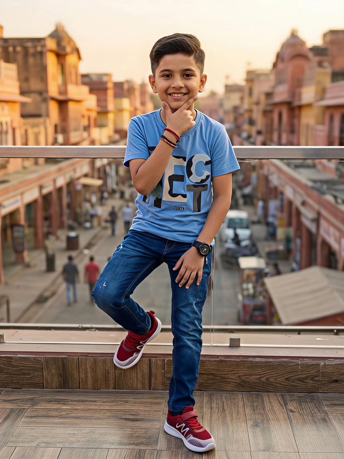 Boys' Sky Blue "SECRET" Graphic Cotton T-Shirt
