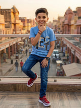 Boys' Sky Blue "SECRET" Graphic Cotton T-Shirt