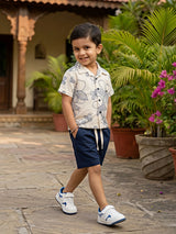 Boys Navy Blue Floral Print Coordinate Set