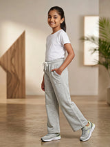 Girls' Dark Grey Wide-Leg Cargo Trackpants