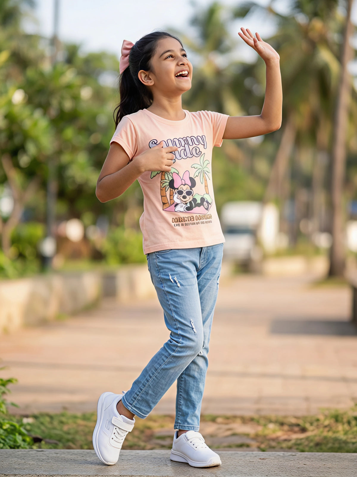 Girls' Pink Minnie Mouse "Sunny Side" Graphic Top