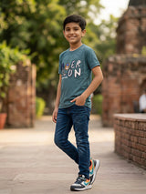 Boys Light Blue "The Adventures" Graphic Print T-Shirt