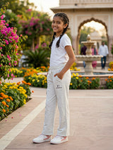 Girls' Heather Grey Wide-Leg Comfort Trackpants