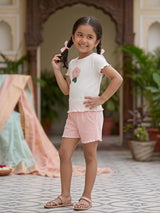 Girls' Peach Flower Cotton Coordinate Set