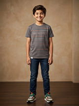 Boys Dark Grey "Engineered" Graphic T-Shirt
