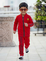 Boys Casual Coordinate Sets Printed Full Sleeves - Red