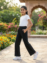Girls' Stylish High-Waist Black Jeggings.