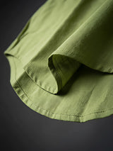 Girls Sage Green Embroidered Cotton Shirt