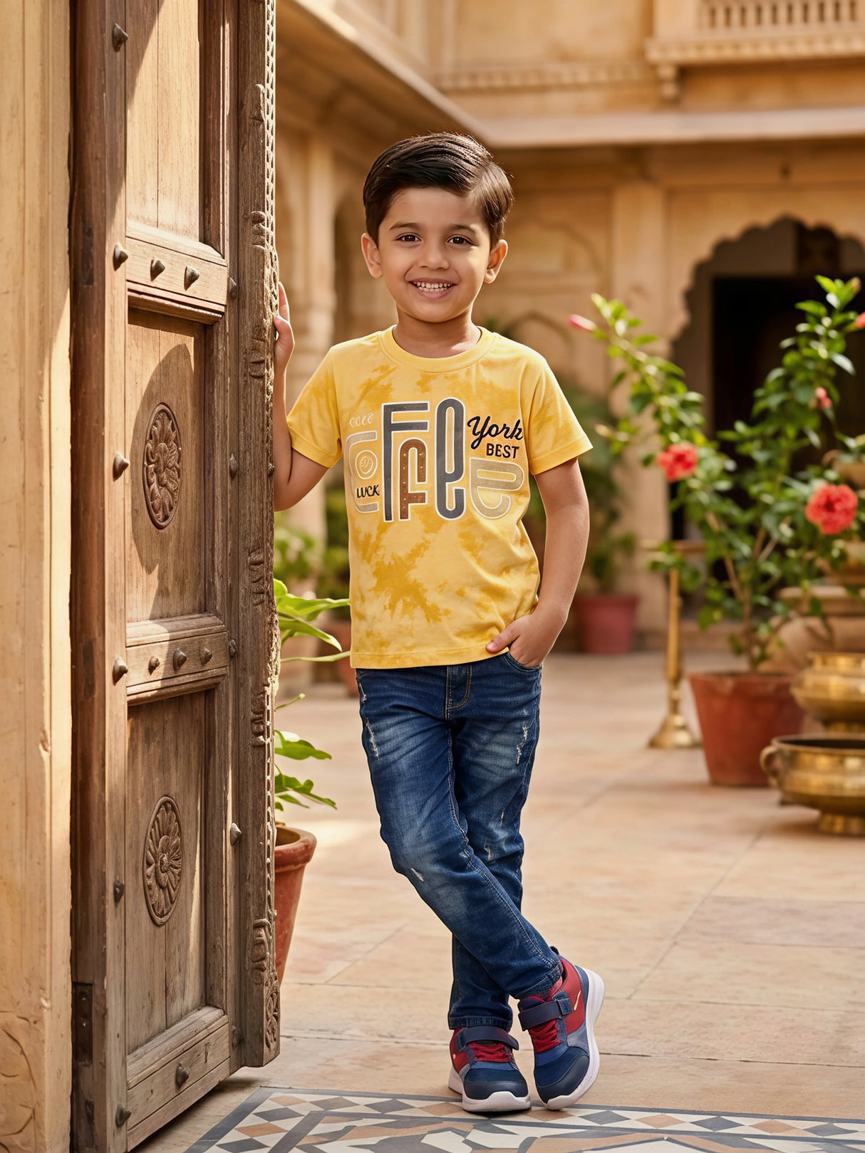 Boys Yellow Tie-Dye Graphic T-Shirt - York Best Free Print