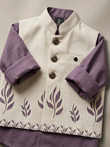 Boys Festive Purple Shirt & Floral Print Waistcoat Set