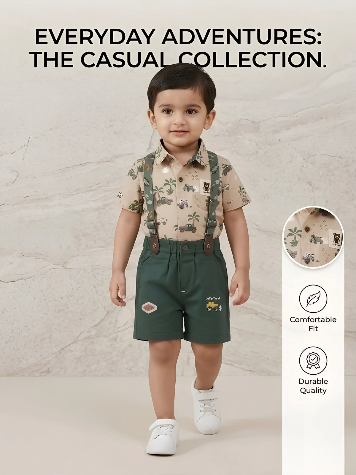 Infant Boys Green Dungaree Set.