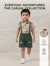 Infant Boys Green Dungaree Set.
