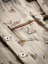 Boys Cream Boat Print Coordinate Set.