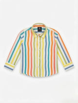 Boys Multicolor Vertical Striped Full Sleeve Casual Shirt