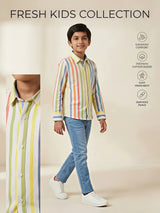 Boys Multicolor Vertical Striped Full Sleeve Casual Shirt
