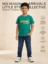 Green Graphic Printed Cotton T-Shirt Kids Casual Wear