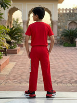 Boys Vibrant Ferrari Graphic T-Shirt and Track Coordinate Set.