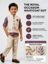 Boys Festive Purple Shirt & Floral Print Waistcoat Set