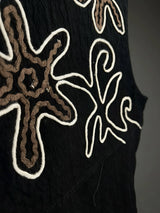 Girls Black Floral Embroidered Sleeveless Top