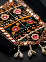 Black Patchwork Embroidered Navratri Lehenga Choli for Girls