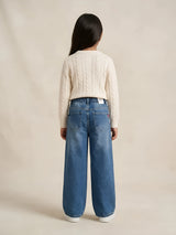Girls Blue Wide Leg Casual Denim Pants.